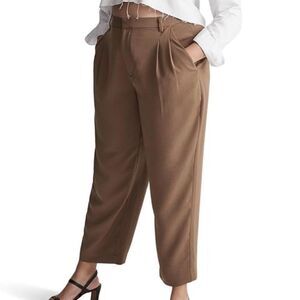Madewell Brown Barroway Wide Leg Crop Trousers Pleated Pant Sz 14 Quiet Luxury